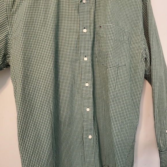 Mens Tommy Hilfiger Long Sleeve Button Down Shirt Green Sz Large - Picture 4 of 5